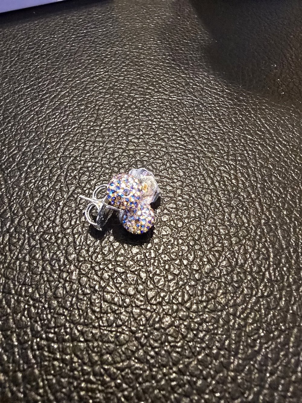 NWOT Iridescent Crystal Pink Floral Stud Earrings - Multi-Color